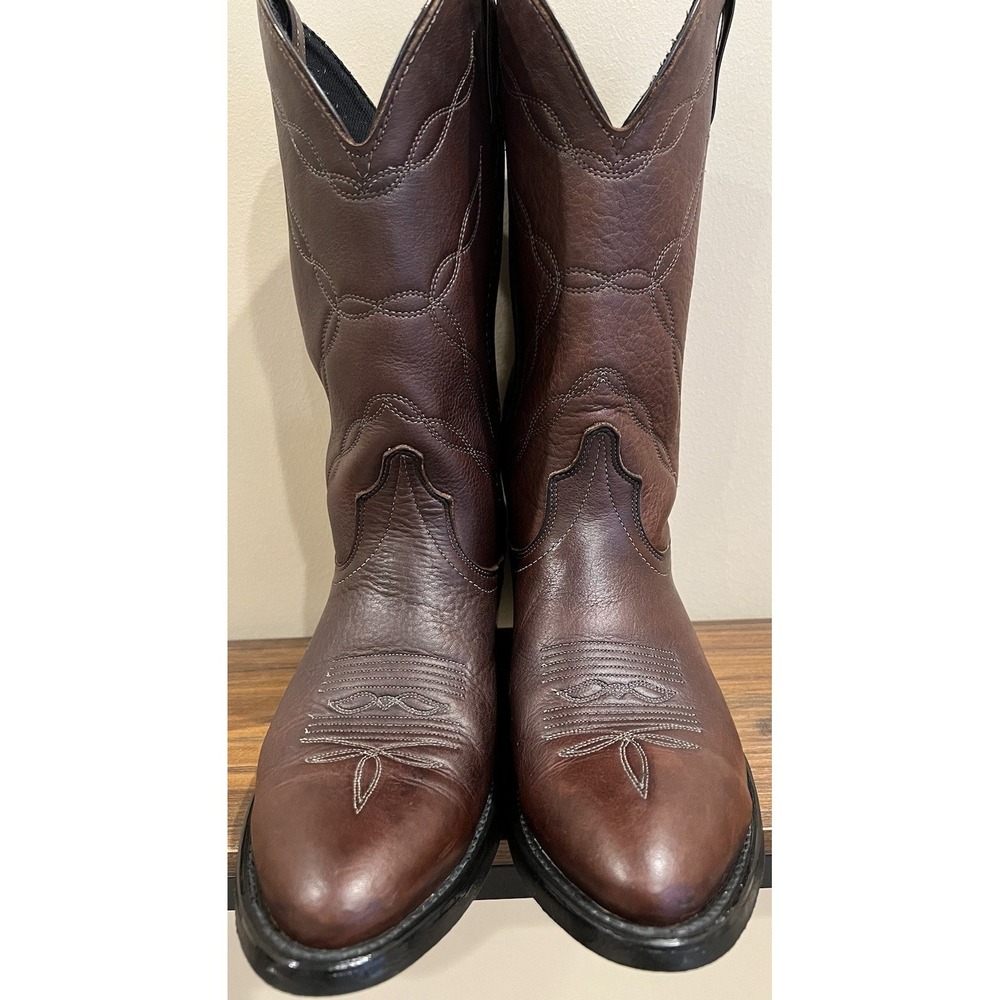 Vintage Laredo Marbled Brown Leather Western Cowboy Boots Men's Size 10.5D